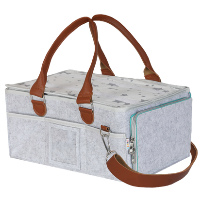 Bo Peep Baby Nappy Caddy Organiser Waterproof Liner With Shoulder Strap Grey-2109799595163455497