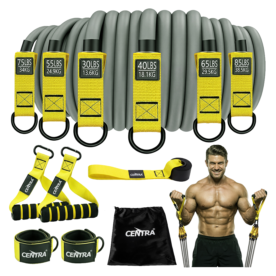 Centra 12 Pcs Resistance Bands Set Heavy Duty Workout Bands Strength Training-2050059020710055944