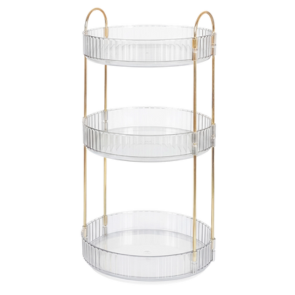 Ilus 360� Roating Makeup Organiser Vanity Countertop Shelf Cosmetic Holder White-2065254302464741384