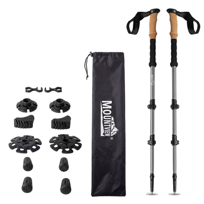 Mountview 2 Pcs Hiking Trekking Poles Walking Stick Adjustable Lightweight Grey-2065254309930602504
