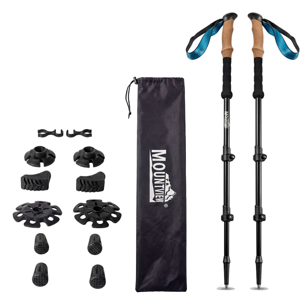 Mountview 2 Pcs Hiking Trekking Poles Walking Stick Adjustable Lightweight Black-2050059022798819336