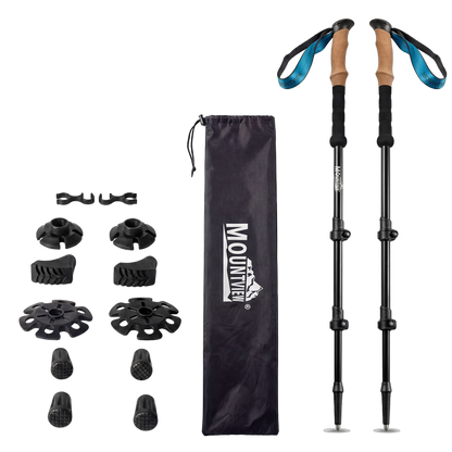 Mountview 2 Pcs Hiking Trekking Poles Walking Stick Adjustable Lightweight Black-2050059022798819336