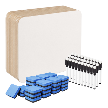 Levede Mini Whiteboard 30 Pack 2 Sided with Pens Erasers Classroom White-2100035036299530248