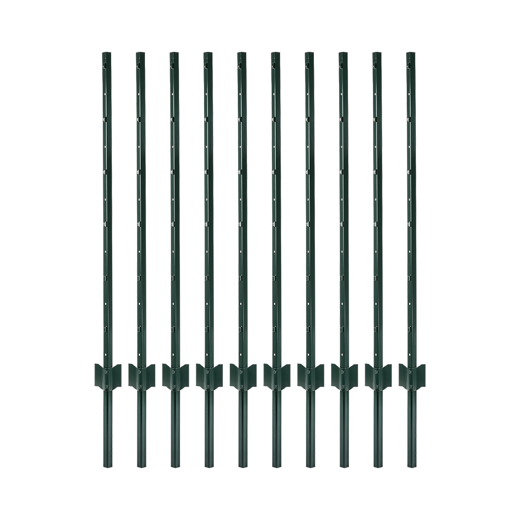 Metal Fence Posts 4Ft 10Pc Set U Shape Powder Coated for Garden Boundary Green-2100035034621808648