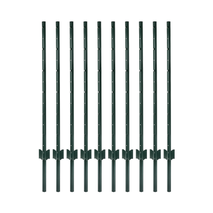 Metal Fence Posts 4Ft 10Pc Set U Shape Powder Coated for Garden Boundary Green-2100035034621808648
