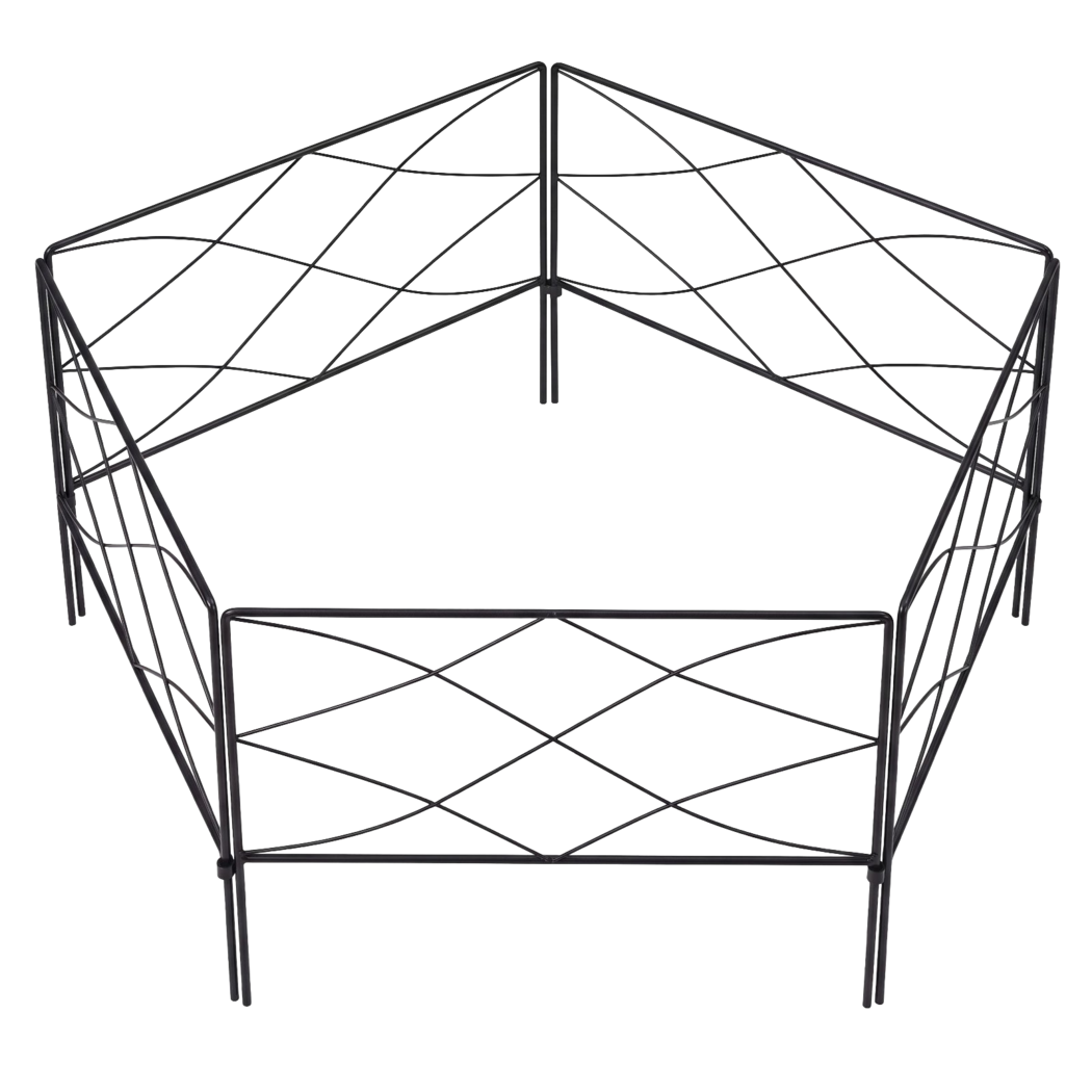 Lambu Garden Fence Panel 5 Pc Q195 Steel Rust Proof Border for Flower Beds Black-2109799601236807689