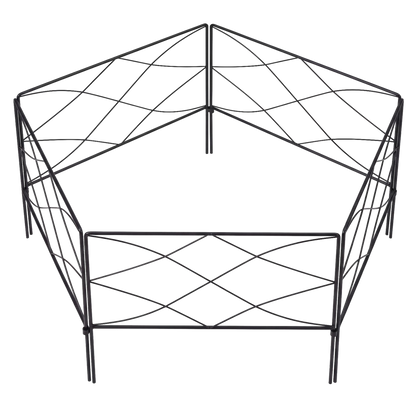 Lambu Garden Fence Panel 5 Pc Q195 Steel Rust Proof Border for Flower Beds Black-2109799601236807689