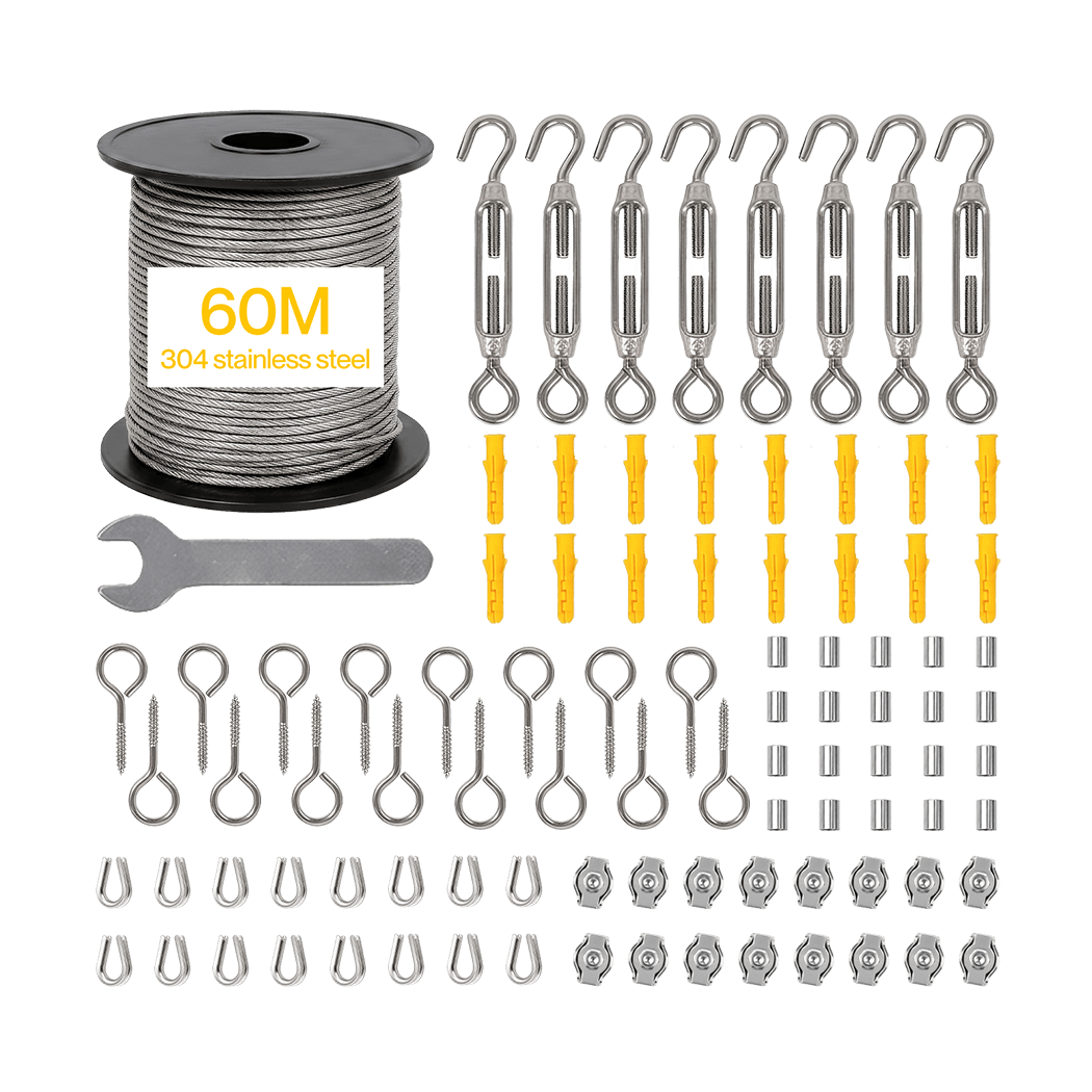 Traderight Wire Rope Kit 60M 2mm Stainless Steel Garden for Climbing Plants-2109799594773385225