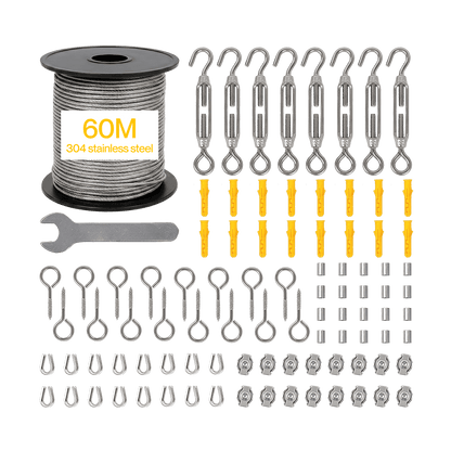 Traderight Wire Rope Kit 60M 2mm Stainless Steel Garden for Climbing Plants-2109799594773385225