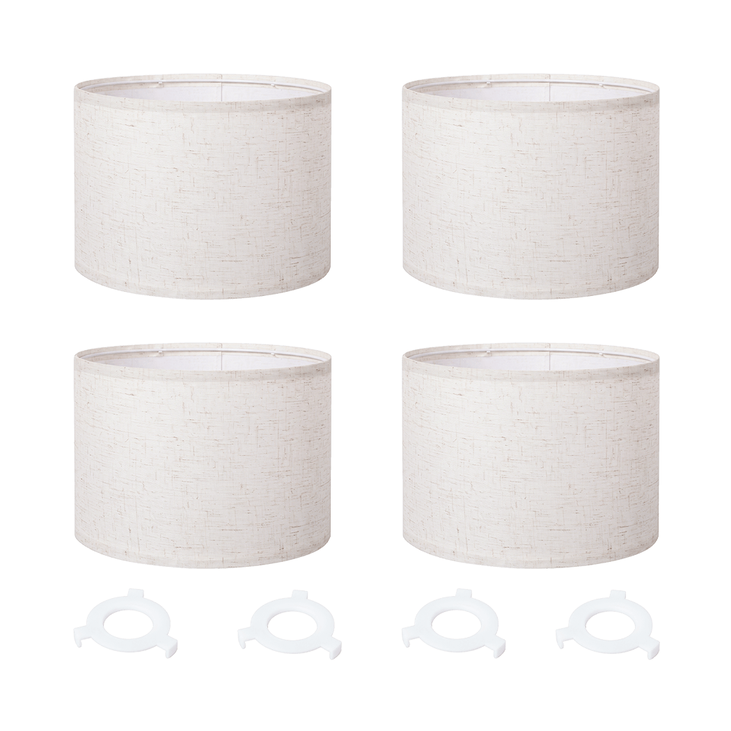 Emitto Lamp Shade 4pc Linen Drum E26 E27 with E14 Ring for Home Decor Beige-2109799596627267593