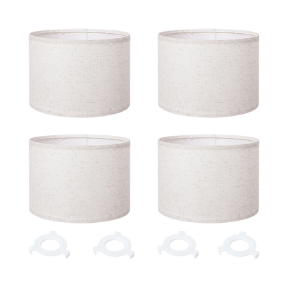 Emitto Lamp Shade 4pc Linen Drum E26 E27 with E14 Ring for Home Decor Beige-2109799596627267593
