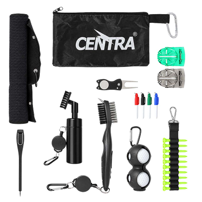 Centra Golf Essentials Kit Must Accessories Set 11Pc Golf Gifts for Men Black-2109799599982710793