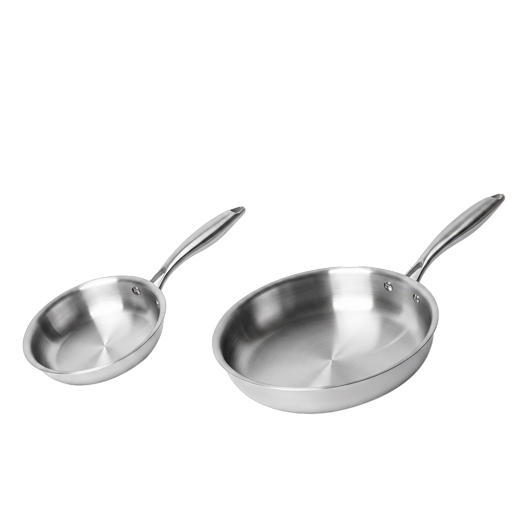 TOQUE Stainless Steel Frying Pan Set Tri Ply Even Heat For Family Cooking 2pc-2109799596233003017