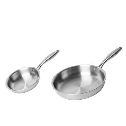 TOQUE Stainless Steel Frying Pan Set Tri Ply Even Heat For Family Cooking 2pc-2109799596233003017