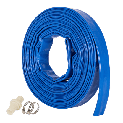 Traderight Hose Pipe 2.54cm Reinforced PVC 20m for Home Pool Drainage Pump Blue-2100035033275437064