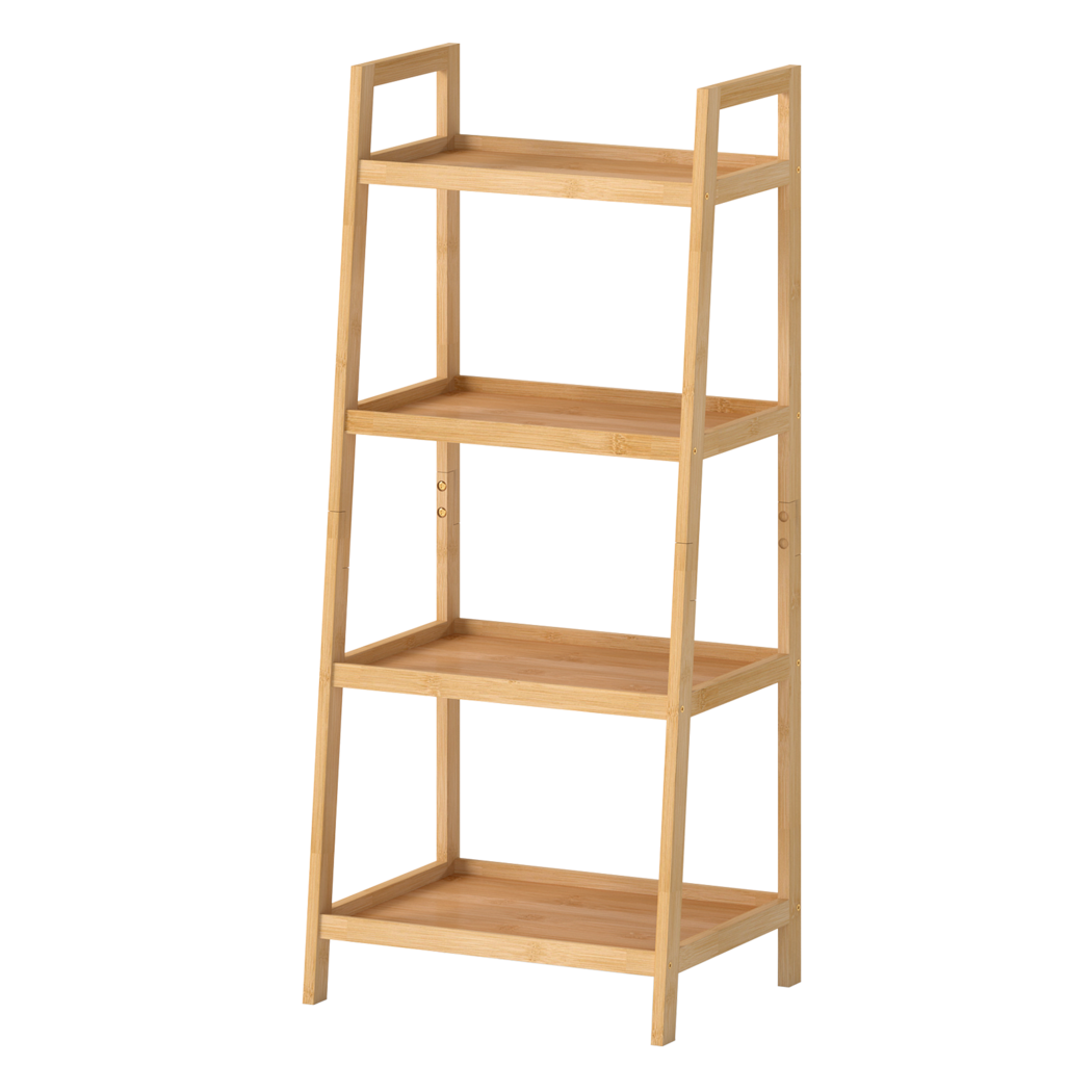 Levede Bamboo Ladder Bookcase 4-Shelf Books Plant Storage Shelf Rack Organiser-2050056773796237320