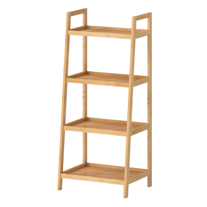 Levede Bamboo Ladder Bookcase 4-Shelf Books Plant Storage Shelf Rack Organiser-2050056773796237320