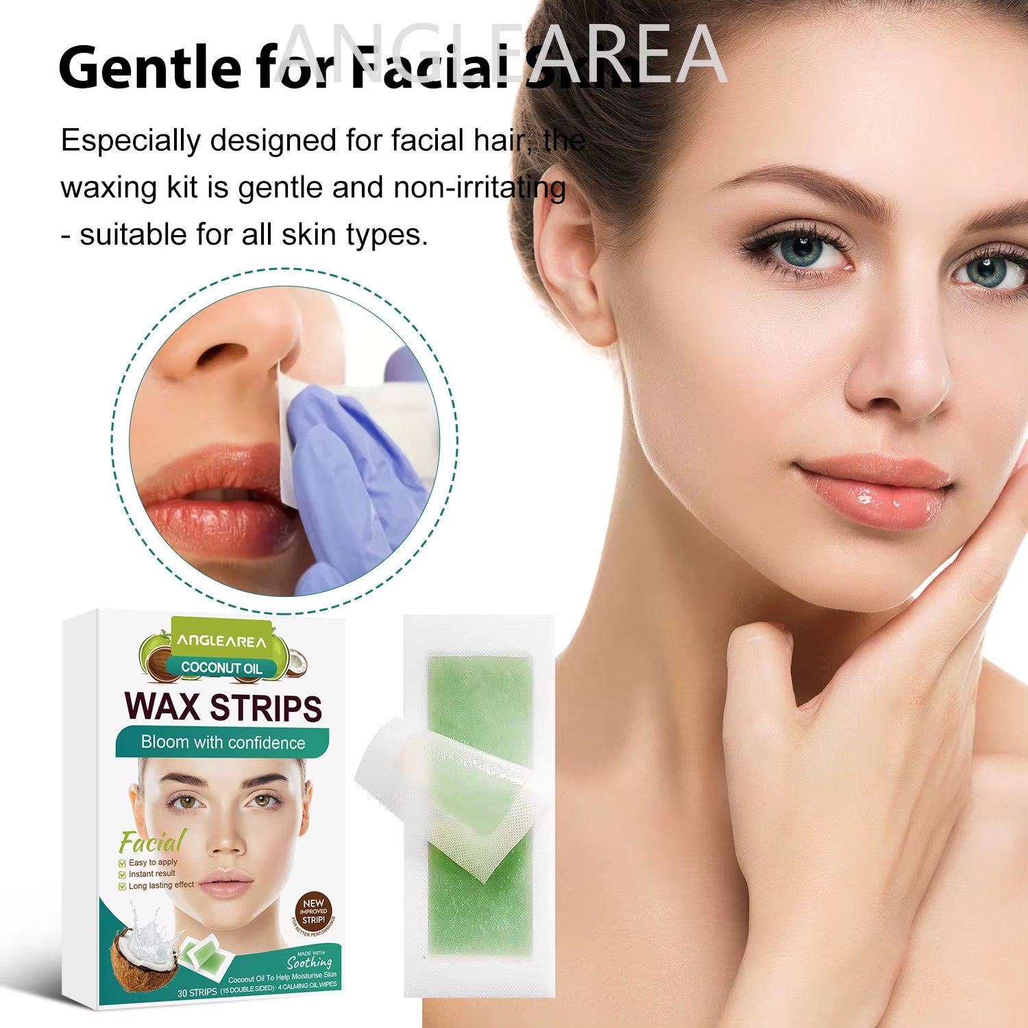 30Pcs Facial Hair Removal Wax Strip per Box Professional Non Woven Face Lip Eyebrow Women'S Body Hair Removal