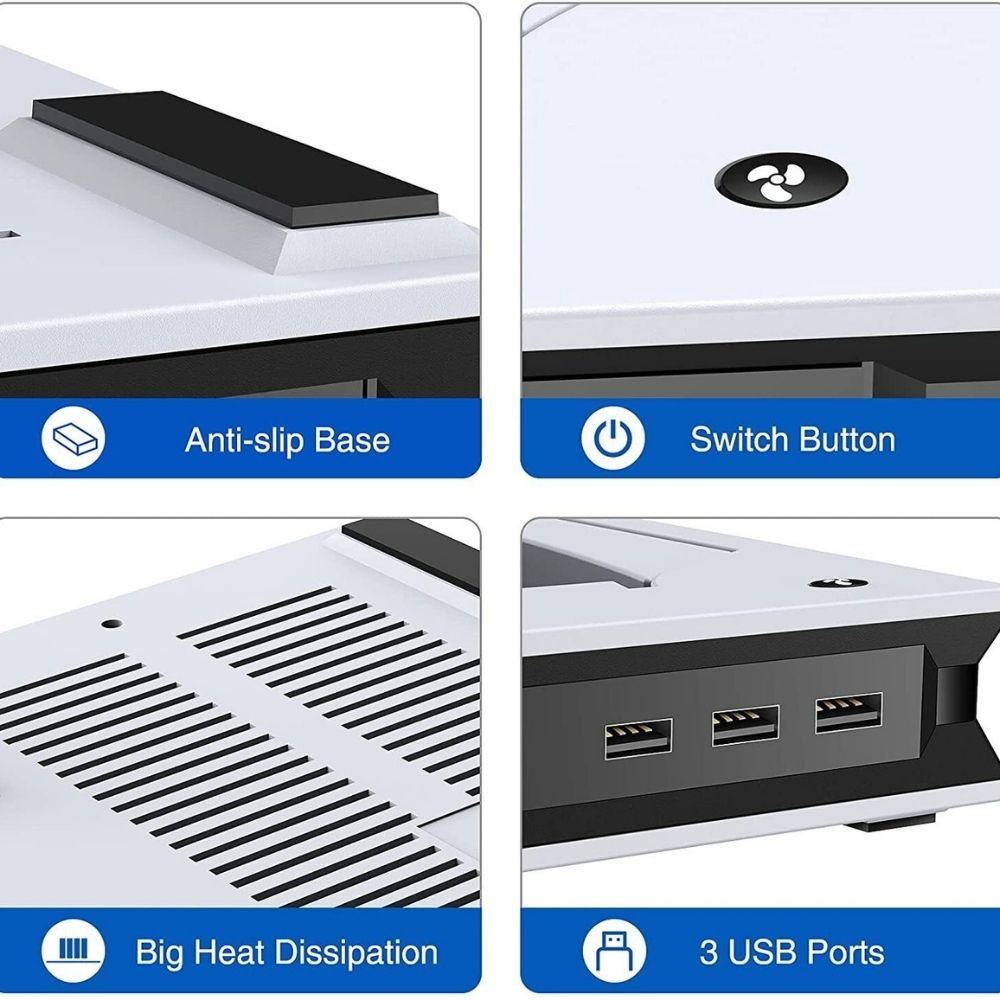 PlayStation PS5 Stand with Cooling Fan & Dual Controller Charging Dock