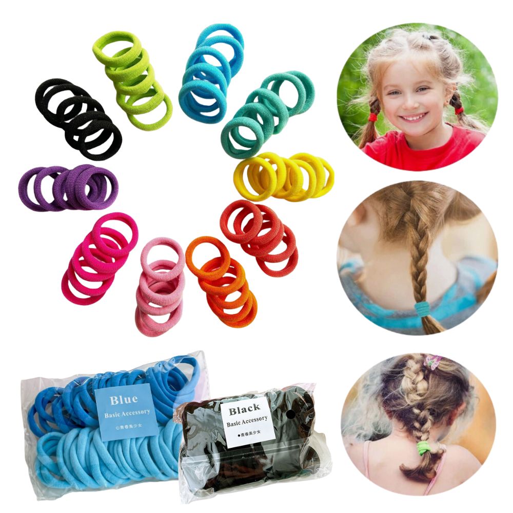 50s 100s Gradient-Coloured Hair Towel Bands for Kids Soft Highly Elastic Hair Ties Girls Daily Accessories