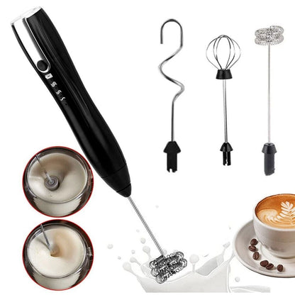 Handheld electric milk frother double whisk