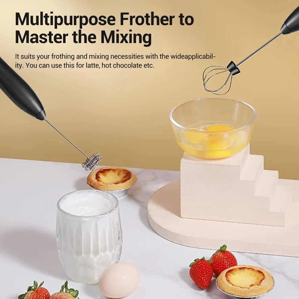 Handheld electric milk frother double whisk