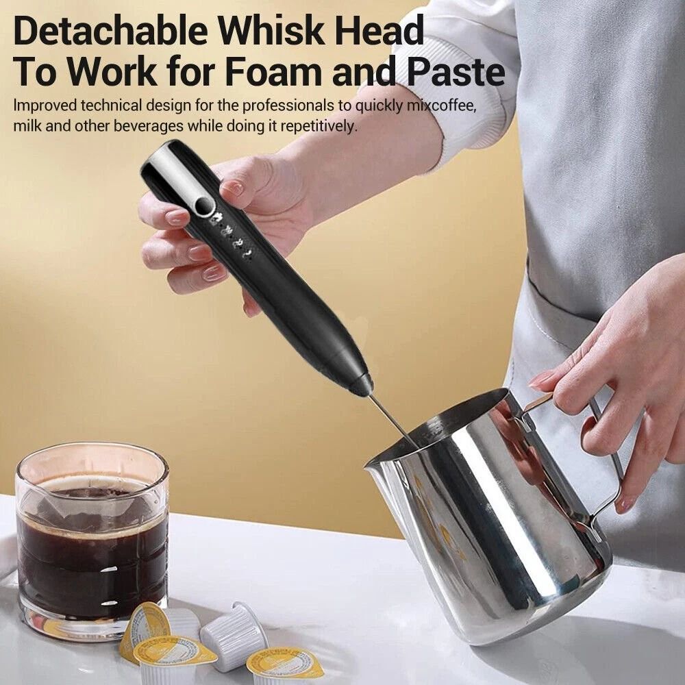 Handheld electric milk frother double whisk