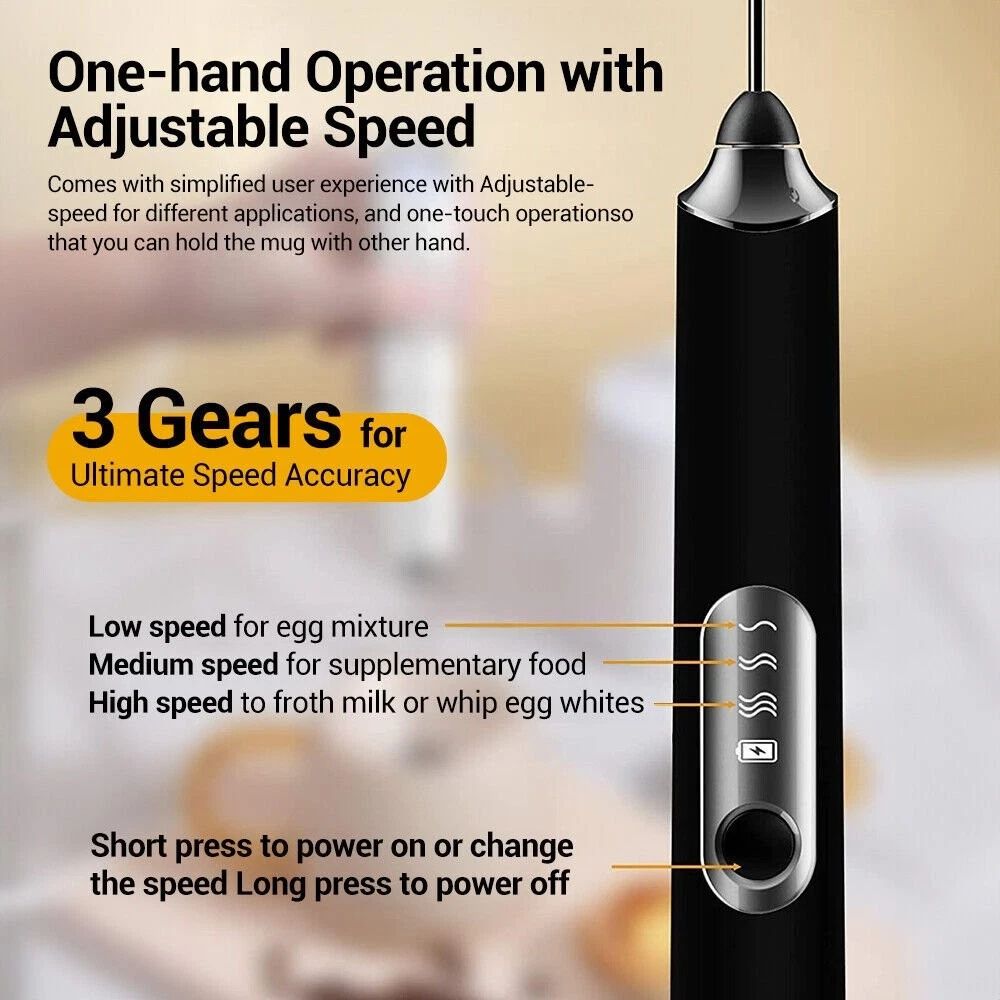 Handheld electric milk frother double whisk