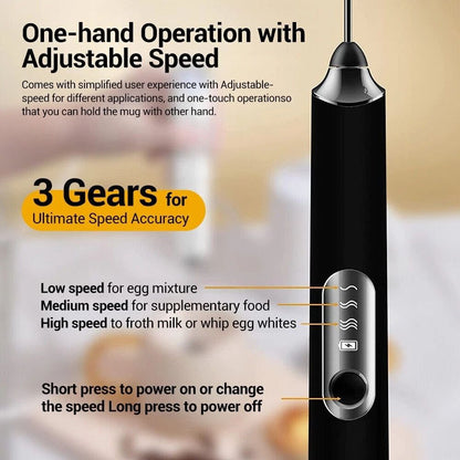 Handheld electric milk frother double whisk