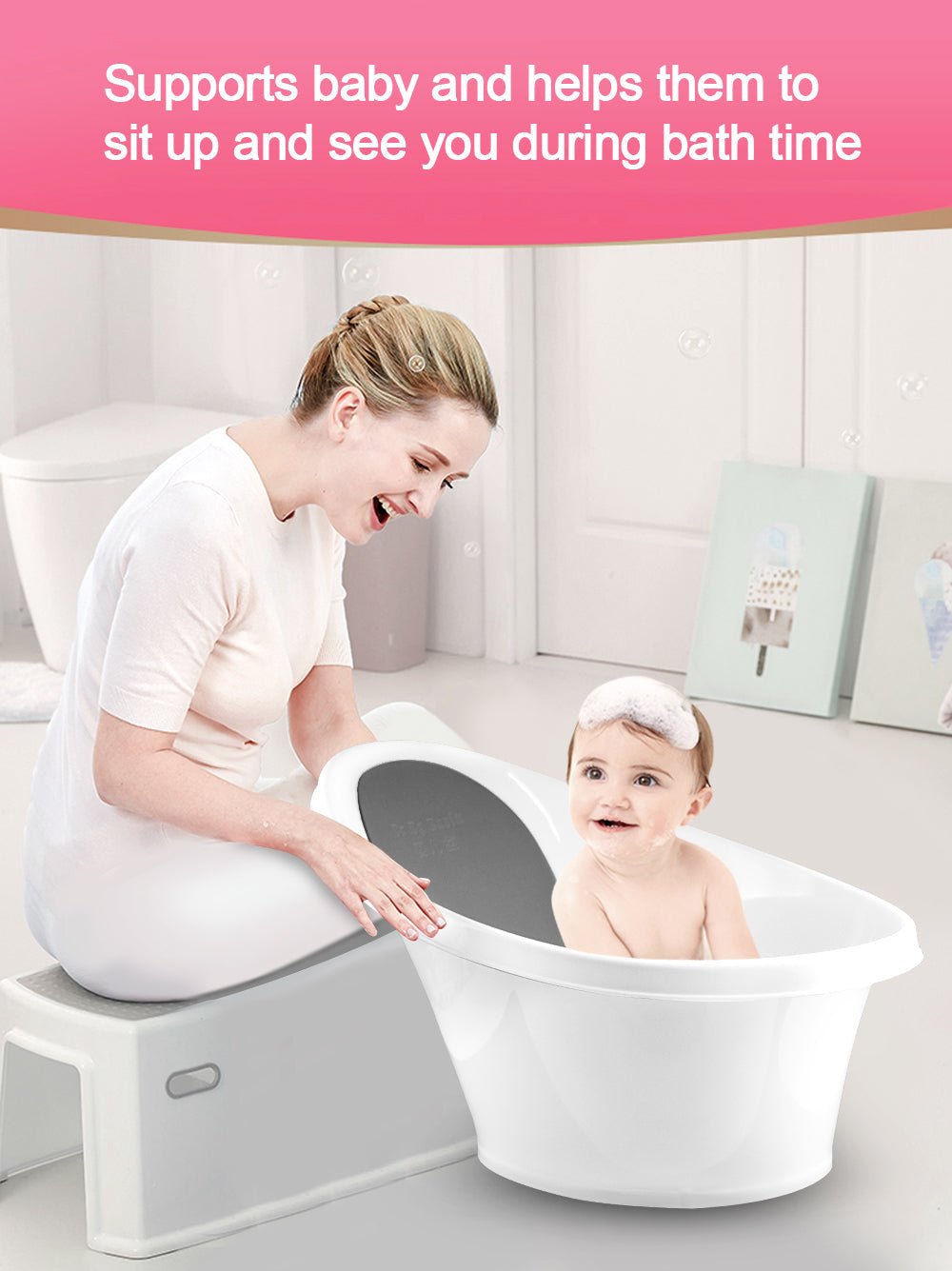 Black Baby Bath With Backrest & Bum Bump Support-2006732771770372099