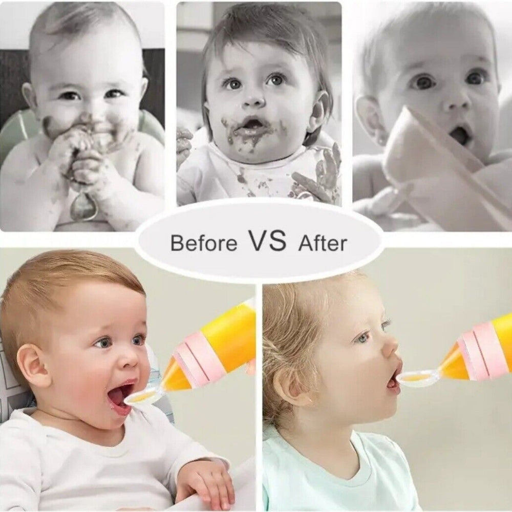 120ml Baby Spoon Feeder Kids Squeeze Feeding Bottle Silicone Food Rice Cereal Milk