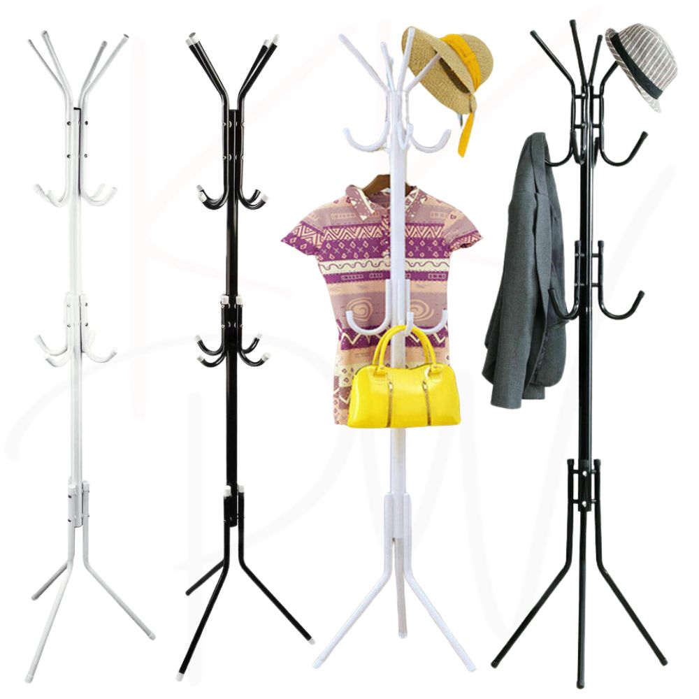 12 Hook 3-Tier Cloth Hanger Metal Tree Stand Hat Clothes Rack Style Storage