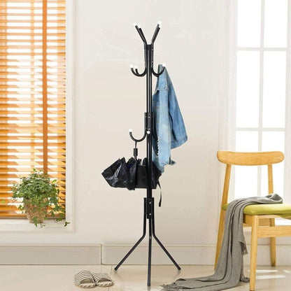 12 Hook 3-Tier Cloth Hanger Metal Tree Stand Hat Clothes Rack Style Storage