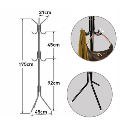 12 Hook 3-Tier Cloth Hanger Metal Tree Stand Hat Clothes Rack Style Storage