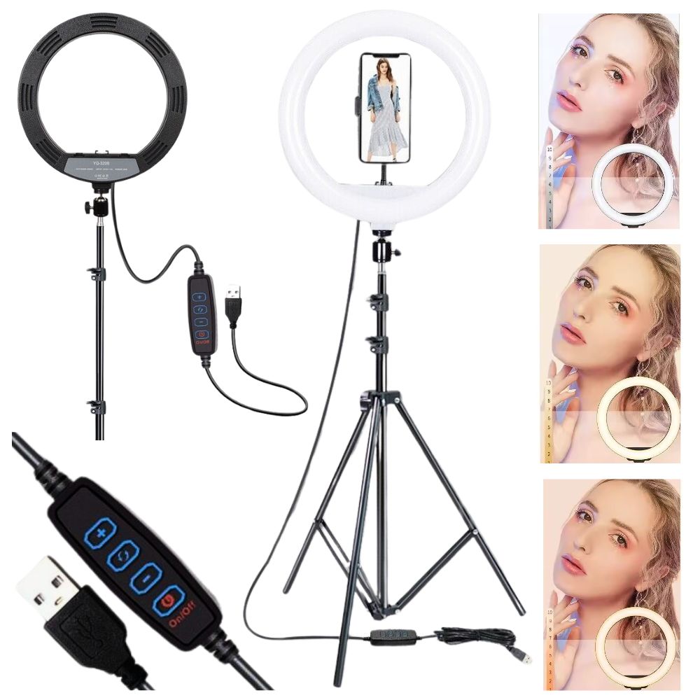 12" LED Ring Light Dimmable Lighting Phone Selfie Tripod Kit Makeup Live Lamp