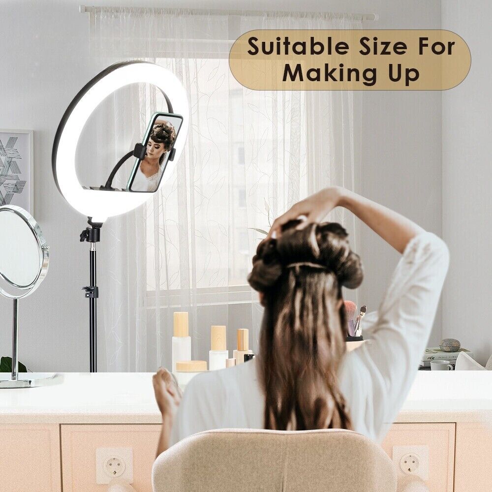 12" LED Ring Light Dimmable Lighting Phone Selfie Tripod Kit Makeup Live Lamp