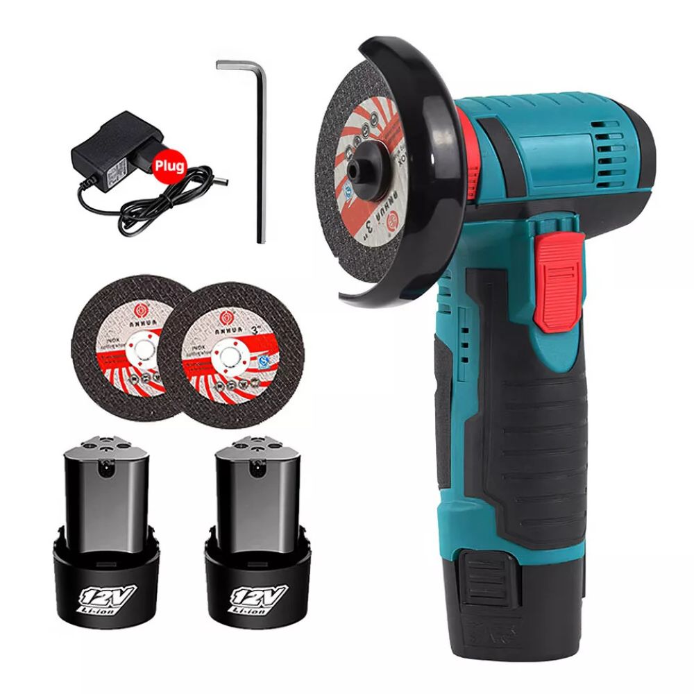 12V Mini Cordless Angle Grinder Brushless Cutting Tool W/ 2 Battery & Charger