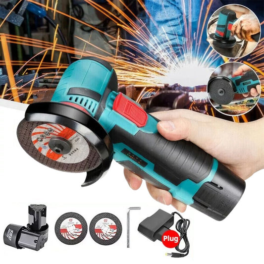 12V Mini Cordless Angle Grinder Brushless Cutting Tool W/ 2 Battery & Charger