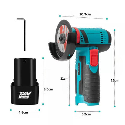 12V Mini Cordless Angle Grinder Brushless Cutting Tool W/ 2 Battery & Charger