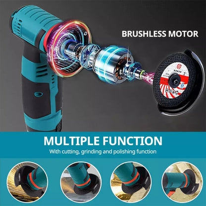 12V Mini Cordless Angle Grinder Brushless Cutting Tool W/ 2 Battery & Charger