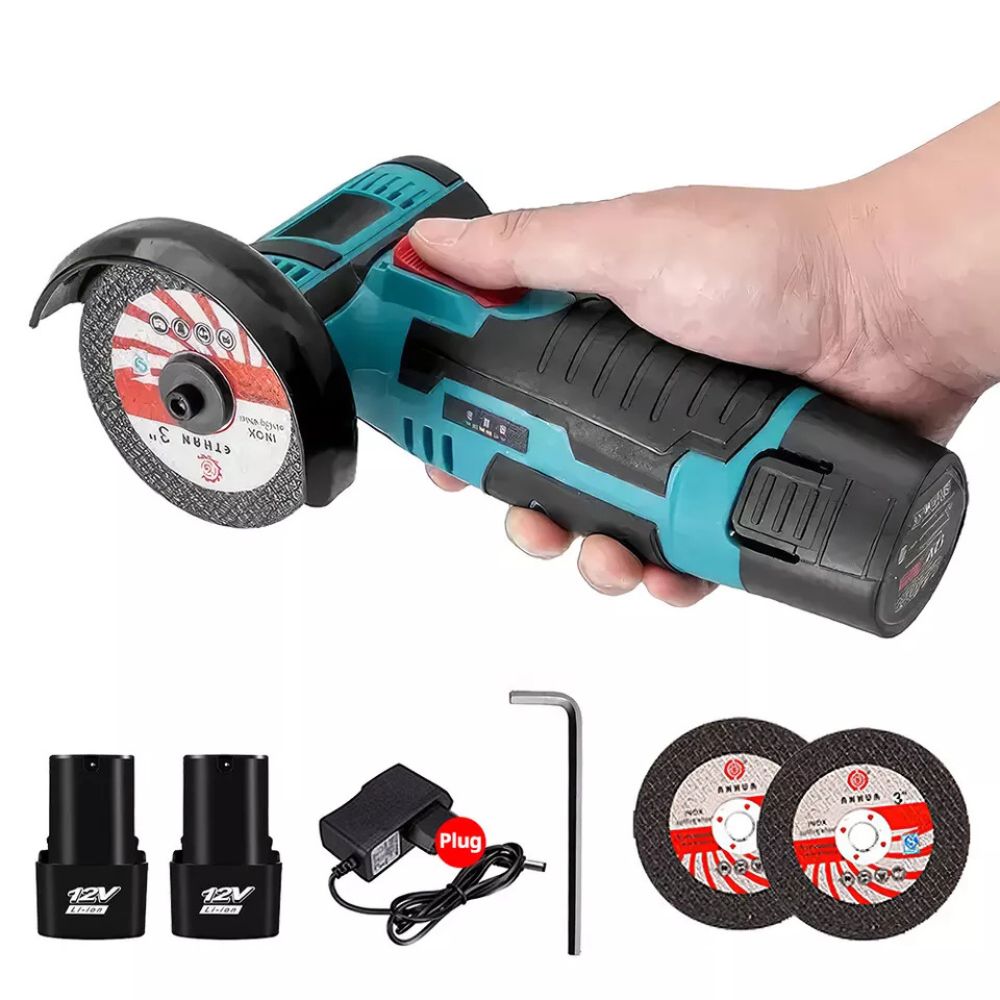 12V Mini Cordless Angle Grinder Brushless Cutting Tool W/ 2 Battery & Charger