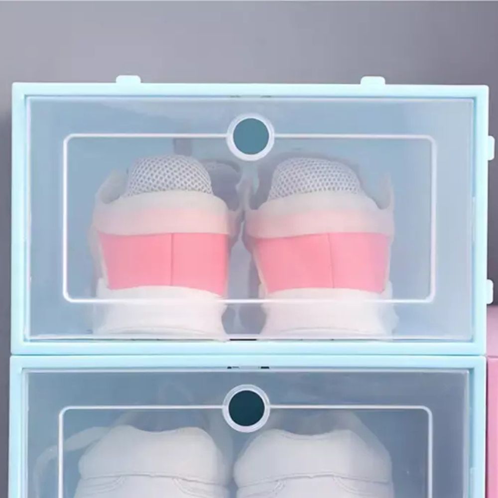 12pcs Foldable Clear Shoe Box Stackable Plastic Storage Case Organiser Rack