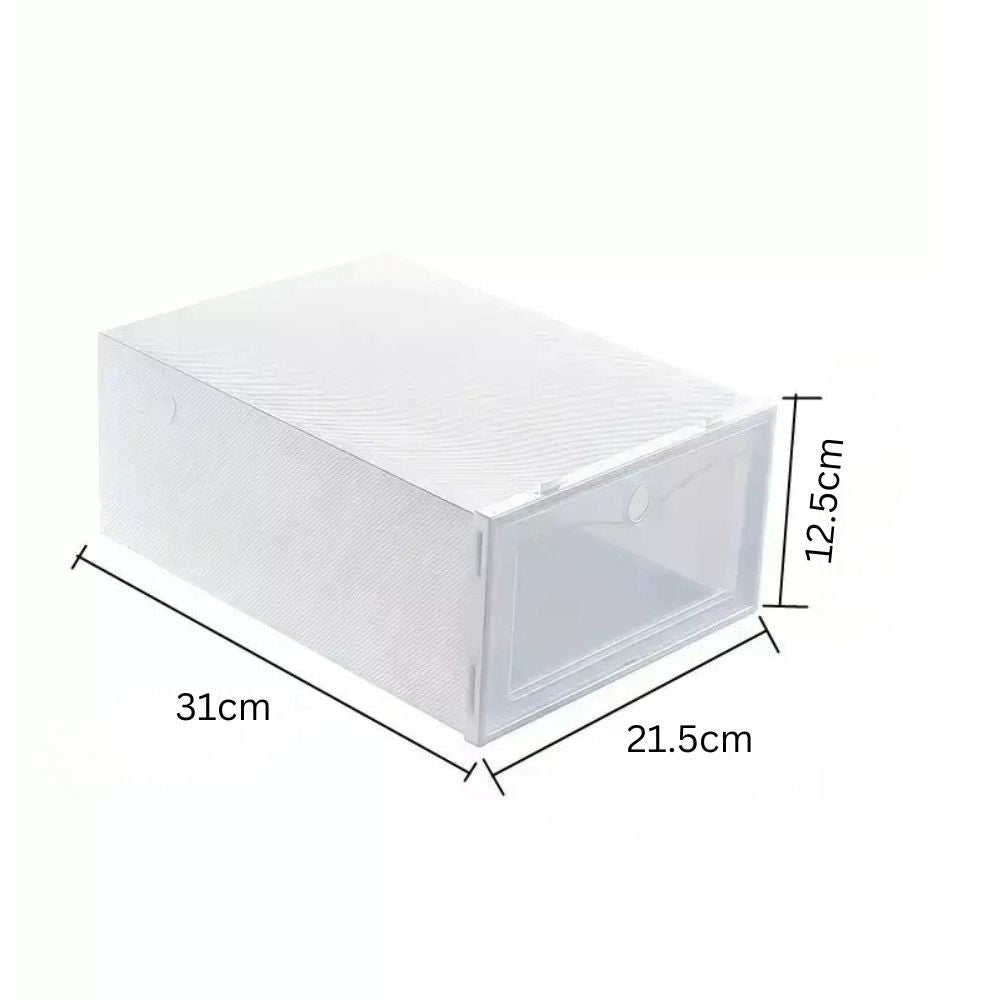 12pcs Foldable Clear Shoe Box Stackable Plastic Storage Case Organiser Rack