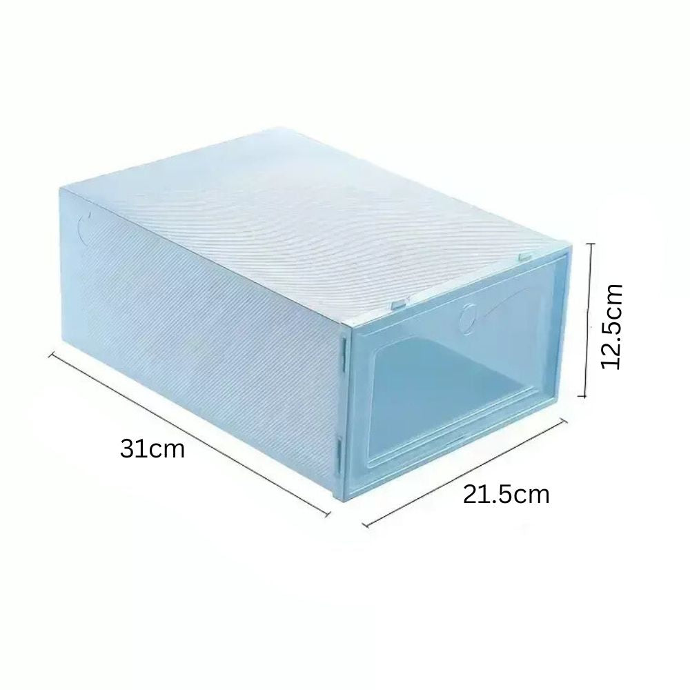 12pcs Foldable Clear Shoe Box Stackable Plastic Storage Case Organiser Rack