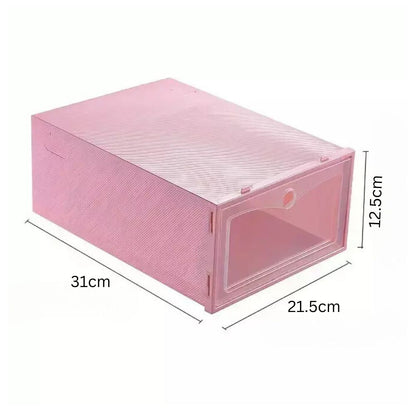 12pcs Foldable Clear Shoe Box Stackable Plastic Storage Case Organiser Rack