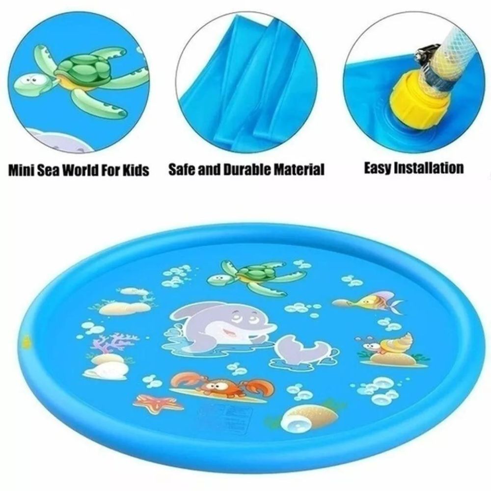 170CM Kids Inflatable Pool Sprinkler Water Mat Splash Spray Play Pad Toy