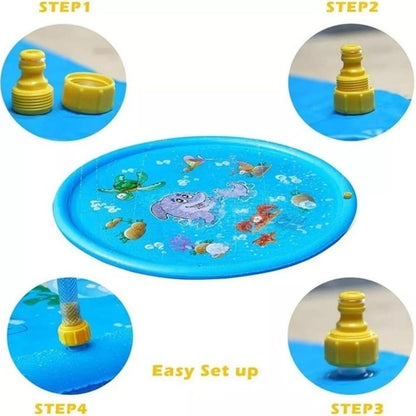 170CM Kids Inflatable Pool Sprinkler Water Mat Splash Spray Play Pad Toy