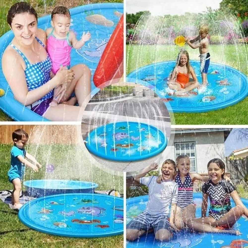 170CM Kids Inflatable Pool Sprinkler Water Mat Splash Spray Play Pad Toy