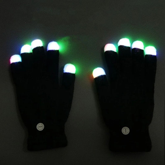 1Pair Rainbow Flow LED Light  Glove Black Rave Party Glow Games Night Mode