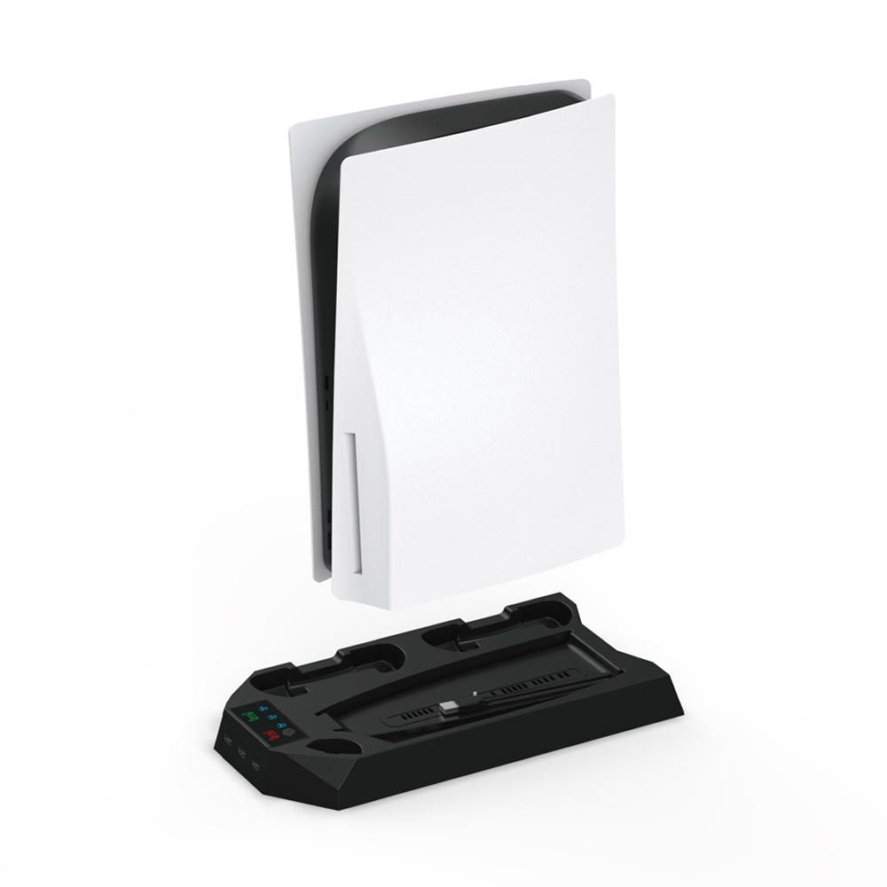 2-in-1 Charging Stand Compatible for PS5 Console Cooling Fan for PS5 Game Controller Charging Base